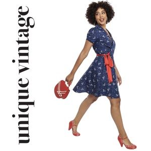 Unique Vintage Blue Dog & Candy Cane Wrap Christmas Dress Bundle, XL, NWT!